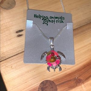 Pink turtle necklace